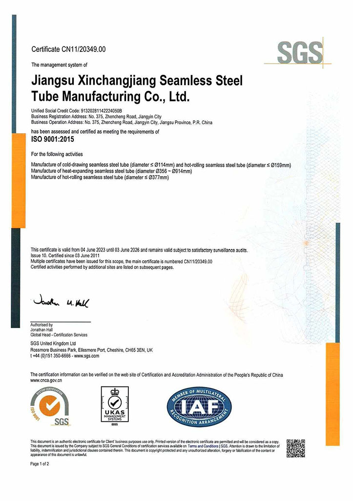 ISO 9001 certificate